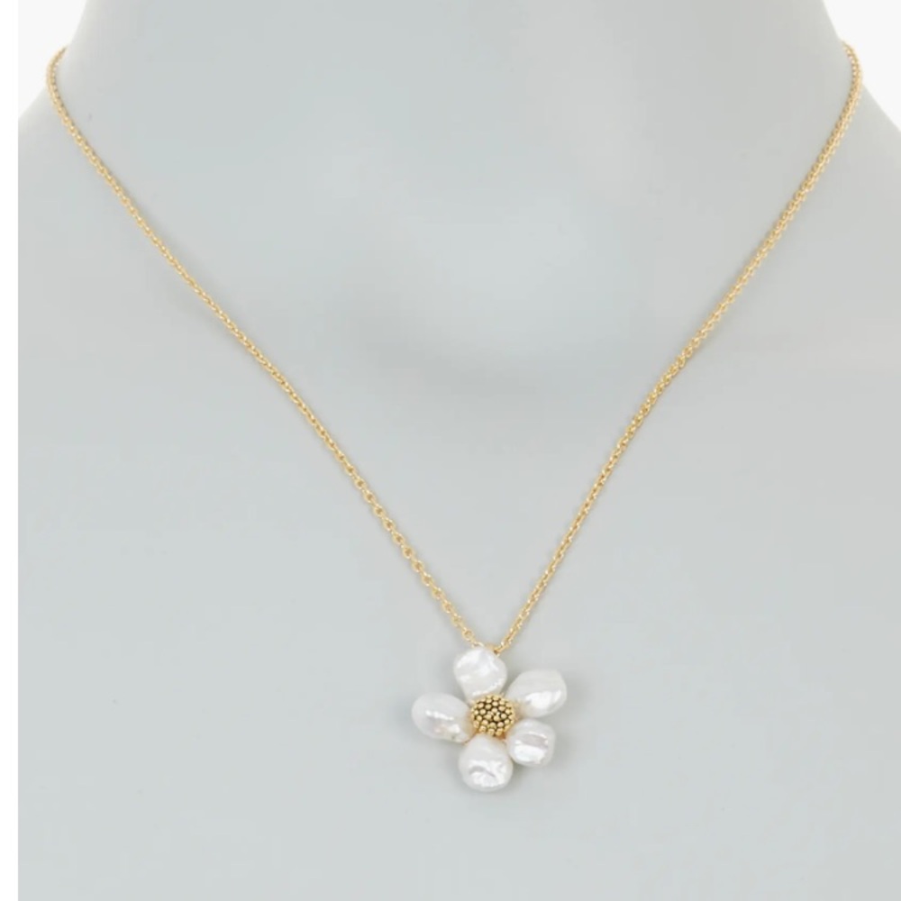♠️Gold and White SunFlower Pendant Necklace🌻